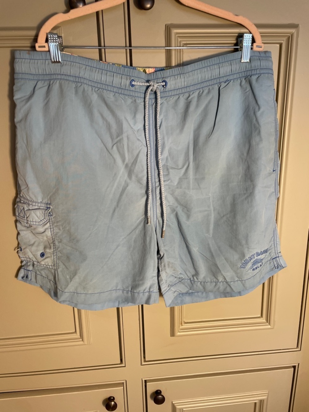 Tommy Bahama Light Blue Men's Swim Shorts with Drawstring